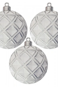 Lüks Ağaç Süsleri 3lü - 8cm - Beyaz Model 2