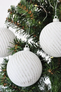 Lüks Ağaç Süsleri 3lü - 8cm - Beyaz Model 4