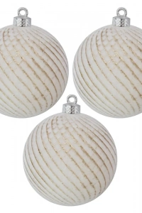 Lüks Ağaç Süsleri 3lü - 8cm - Beyaz Model 4