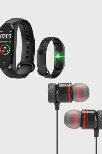 M6 Akıllı Bileklik ve Bluetooth Spor Kulaklık 2’li Set