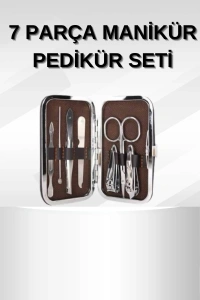 Manikür Pedikür Seti 7 Parça Tırnak Makası Kaş Makası Cımbız Çantalı