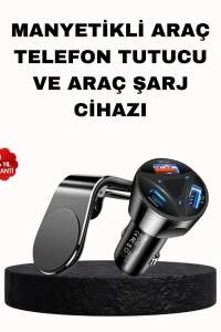 Manyetik Araç Telefon Tutucu ve Hızlı Şarj Adaptörü 2’li Set