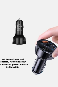 Manyetik Araç Telefon Tutucu ve Hızlı Şarj Adaptörü 2’li Set