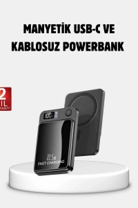 Manyetik Powerbank 15W Wireless Hızlı Şarj LED Ekranlı