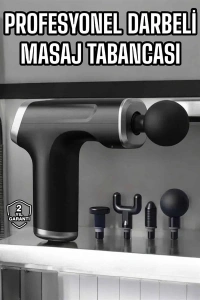 Masaj Tabancası 4 Başlıklı Kas ve Vücut Ağrıları İçin Şarjlı Darbeli