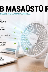 Masaüstü Mini USB Fan - PVC Gövdeli - 360° Ayarlanabilir