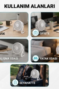 Masaüstü Mini USB Fan - PVC Gövdeli - 360° Ayarlanabilir