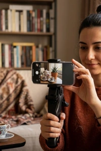 Masaüstü Telefon Tripodu Katlanabilir Telefon Tutucu Video Çekim Standı