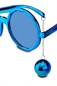 Mavi Disko Toplu Küpeli Parti Gözlüğü
