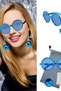 Mavi Disko Toplu Küpeli Parti Gözlüğü