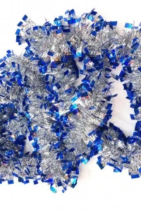 Mavi Gümüş Renk 4 cm Genişlik Garland Çift Renk Sim Süs 180 cm