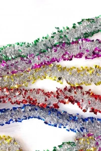 Mavi Gümüş Renk 4 cm Genişlik Garland Çift Renk Sim Süs 180 cm