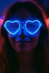 Mavi LED Işıklı Kalp Gözlük – 3 Modlu