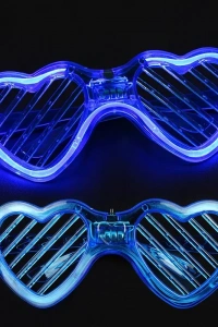 Mavi LED Işıklı Kalp Gözlük – 3 Modlu