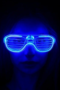 Mavi Led Işıklı Parti Gözlüğü - Neon 3 Modlu