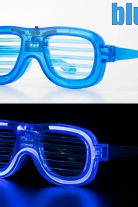 Mavi Led Işıklı Parti Gözlüğü - Neon Glow Şerit Gözlük 3 Modlu