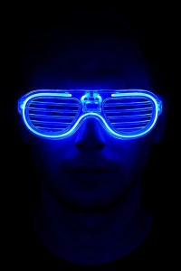 Mavi Led Işıklı Parti Gözlüğü - Neon Glow Şerit Gözlük 3 Modlu