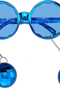 Mavi Renk Disko Toplu Küpeli Parlak Yılbaşı Parti Gözlüğü