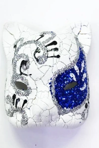 Mavi Renk İşlemeli Seramik Malzemeden İmal Venedik Kedi Model Magnet