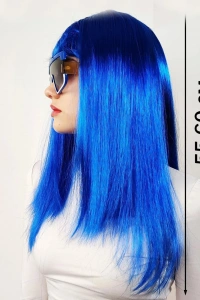 Mavi Renk Uzun Parti Peruğu