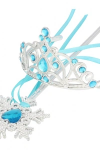 Mavi Taşlı Elsa Seti - Taç Ve Kurdeleli Asa