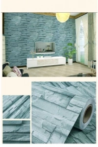 Mavi Tuğla 3D Duvar Kaıdı 3 Metre