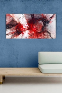 Mavi ve Kırmız Tonlarda Soyut Kanvas Tablo 60 x 120