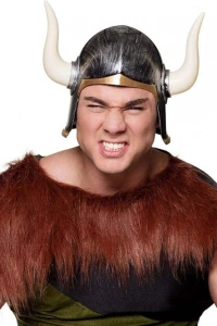 Mega Boynuzlu Viking Ivar Kaskı Eskitilmiş Desen Gümüş Renk