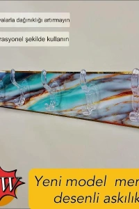Mermer Desenli Yapışkanlı Askılık