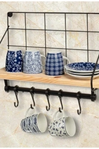 Metal Askılıklı Kahve Köşesi Rafı