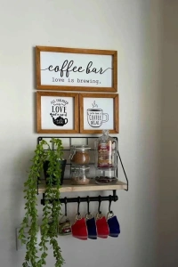 Metal Askılıklı Kahve Köşesi Rafı