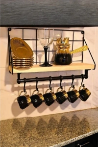 Metal Askılıklı Kahve Köşesi Rafı