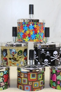 Metal Renkli Basmalı Küllük Yuvarlak