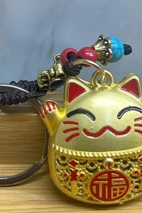 Metal Şans Ve Bereket Kedisi Anahtarlık Model 2