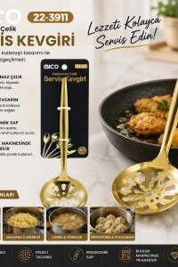 Metal Servis Kevgiri - 27 cm - Gold Renk