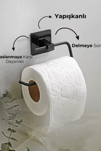 Metal Siyah Tuvalet Kağıtlığı