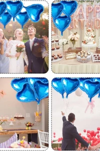 Metalize Mavi Kalp Folyo Balon