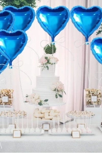 Metalize Mavi Kalp Folyo Balon