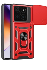 Mi 14T Pro Kılıf Pars Lens Yüzüklü Silikon - Kırmızı