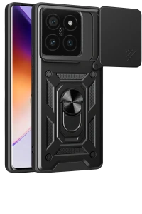 Mi 14T Pro Kılıf Pars Lens Yüzüklü Silikon - Siyah