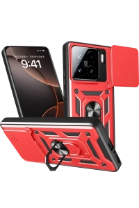 Mi 15 Kılıf Pars Lens Yüzüklü Silikon - Kırmızı