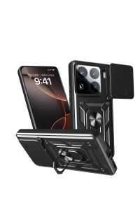 Mi 15 Pro Kılıf Pars Lens Yüzüklü Silikon - Siyah