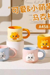 Mıknatıslı Kedi Motifli Seramik Kupa Bardak