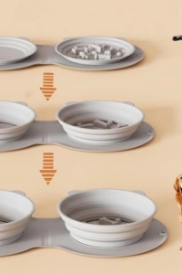 Mikopet Katlanabilir İkili Mama ve Su Kabı