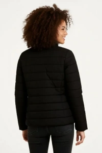 Mikro Su İtici Kapitone Baskılı Astarlı Fermuarlı Bomber Mont - Siyah