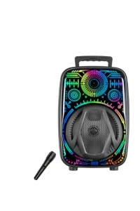 Mikrofonlu Bluetooth Hoparlör 8 İnç RGB Işıklı Taşınabilir Ses Sistemi