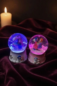 Mini Boy Işıklı Kar Küresi - Kış Masalı Tasarımlı - Romantik Hediyelik