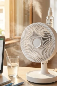 Mini Masaüstü Vantilatör Sessiz Çalışan 2 Kademeli Fan Otomatik Salınımlı