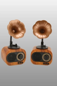 Mini Nostaljik Bluetooth Hoparlör FM Radyo 8 Saat Batarya