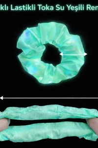 Mint Yeşili Renk LED Işıklı Lastikli Saç Tokası - 3 Modlu